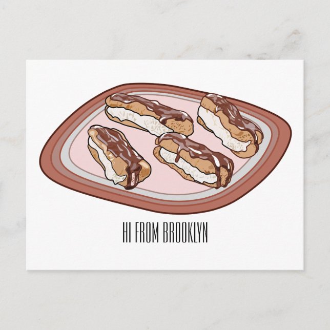 Chocolate eclair cartoon illustration   postcard (Front)