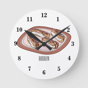 Chocolate eclair cartoon illustration round clock
