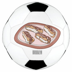 Chocolate eclair cartoon illustration soccer ball
