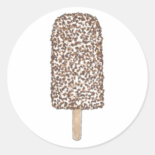 Chocolate Eclair Ice Cream Popsicle Pop Junk Food Classic Round Sticker