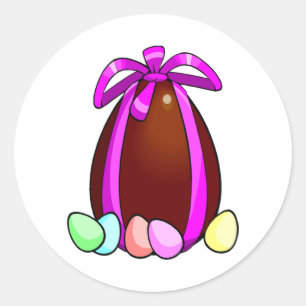 Chocolate Egg Pink Ribbon Classic Round Sticker