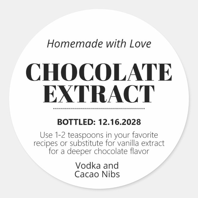 Chocolate Extract Modern Label Sticker ZEX_001g (Front)