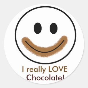 Chocolate Face "I really LOVE Chocolate!" Classic Round Sticker