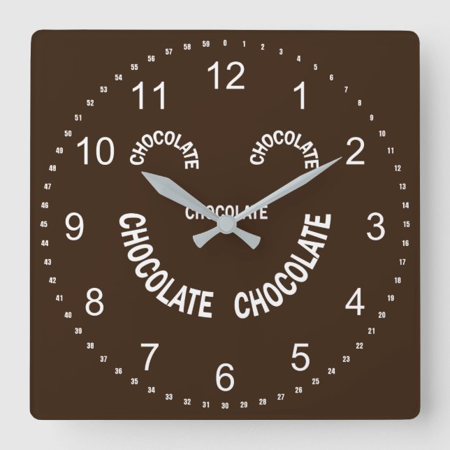 Chocolate Face Text Square Wall Clock (Front)