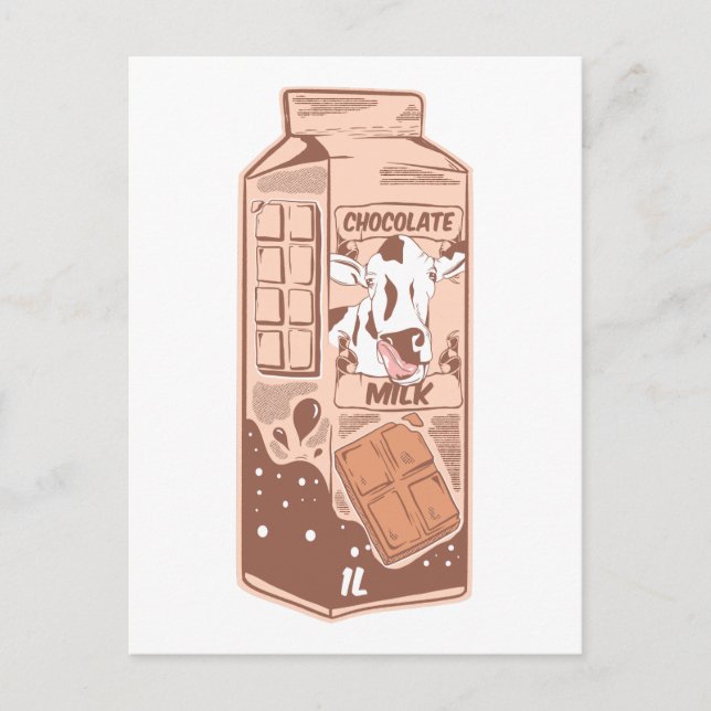 Chocolate flavoured milk carton postcard (Front)