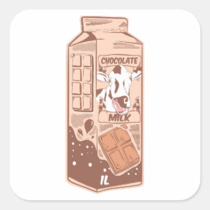 Chocolate flavoured milk carton square sticker