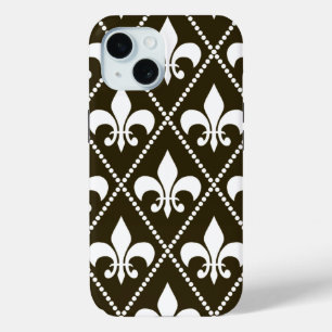 Chocolate Fleur de Lis iPhone 15 Case