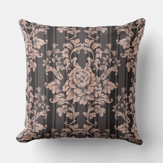 Chocolate Floral Designer Pillow (Front)