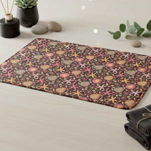 Chocolate Flowers And Starfish Bath Mat