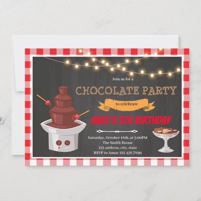 Chocolate fountain birthday theme Invitation (Front)