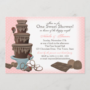 Chocolate Fountain Bridal Shower Pink Invitation