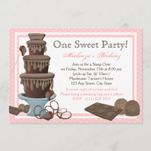 Chocolate Fountain Movie Sleepover Invitation