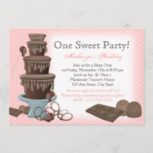 Chocolate Fountain Movie Sleepover Invitation