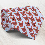 Chocolate French Bulldog Blue Neck Tie<br><div class="desc">A fun little Chocolate French Bulldog or Frenchie pattern on a blue background.  Great for all dog lovers,  pet sitters,  dog walkers and veterinarians.  Original art by Nic Squirrell.</div>