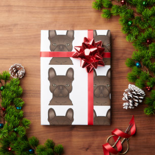 Chocolate French Bulldog / Frenchie Dog Pattern Wrapping Paper