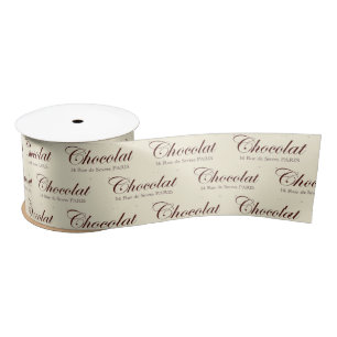 Chocolate French Chocolat Script Paris Ribbon Satin Ribbon