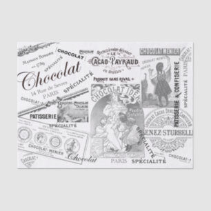 Chocolate French Vintage Advertisement Collage Tissue Paper