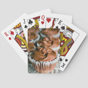 Chocolate Frosted Cupcakes on a Plate Photo Playing Cards