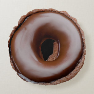 Chocolate Frosted Donut and Sprinkles Round Cushion