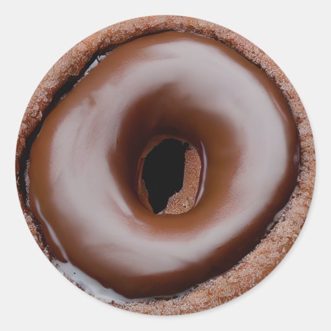 Chocolate Frosted Doughnut Classic Round Sticker (Front)
