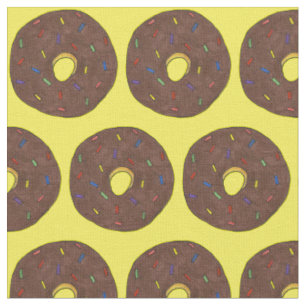 Chocolate Frosted Doughnut Rainbow Sprinkles Foodi Fabric