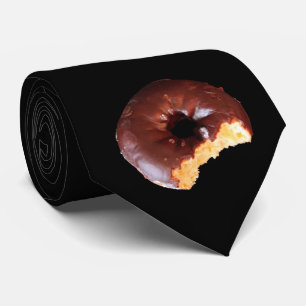 Chocolate Frosted Yellow Cake Doughnut with Bite O Tie