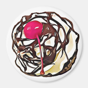 Chocolate Frosting with Cherry Cupcake Top Magnet