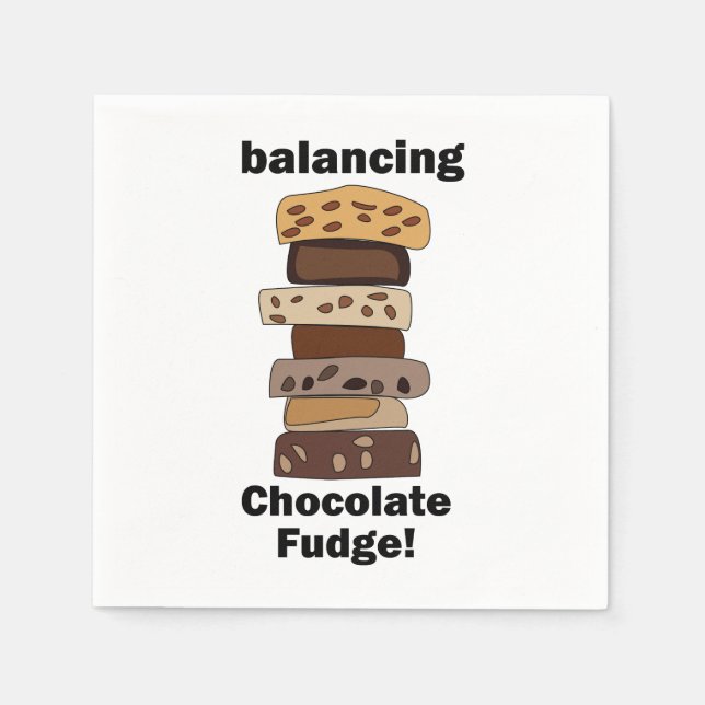 Chocolate Fudge Dessert Balancing Funny Party Napkin (Front)