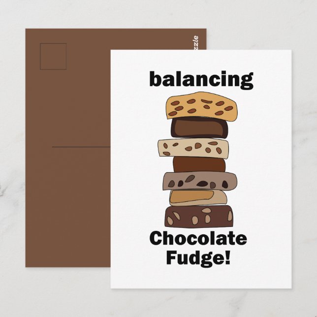 Chocolate Fudge Dessert Balancing Funny Postcard (Front/Back)