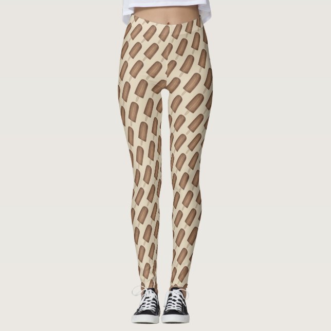 Chocolate Fudge Ice Cream Fudgesicle Popsicle Pop Leggings (Front)