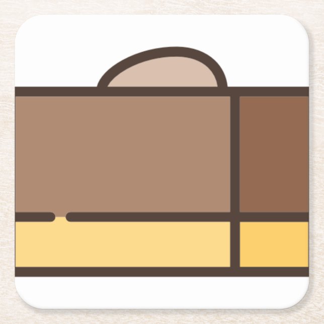 chocolate-fudge square paper coaster (Front)