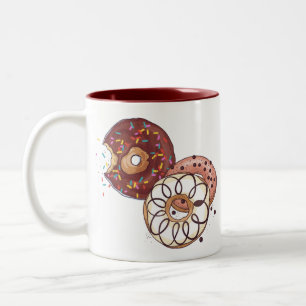 Chocolate Glaze With Sprinkles Watercolor Doughnut Two-Tone Coffee Mug