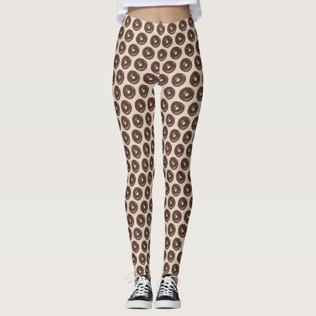 Chocolate Glazed Cake Doughnut Doughnut Breakfast  Leggings (Front)
