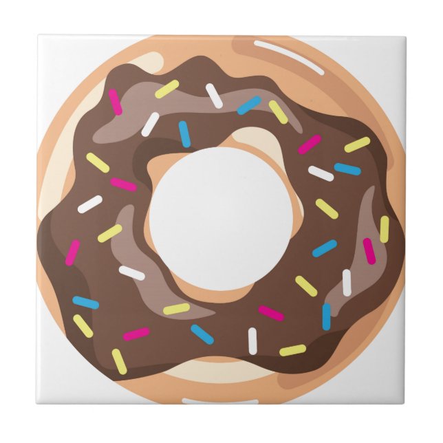 Chocolate Glazed Doughnut Ceramic Tile (Front)