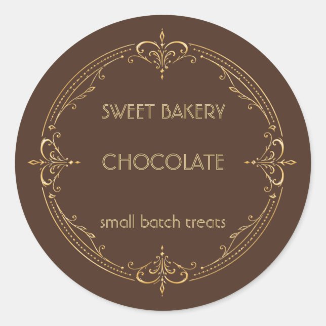 Chocolate Gold Small Business Bakery Label (Front)