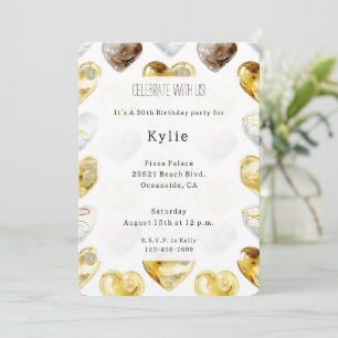 Chocolate Gold White Hearts Birthday   Invitation