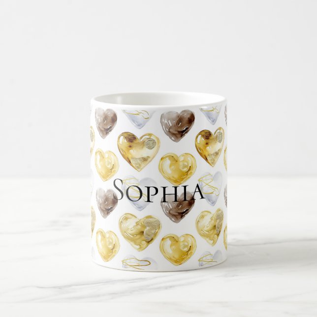 Chocolate Gold White Hearts   Coffee Mug (Center)
