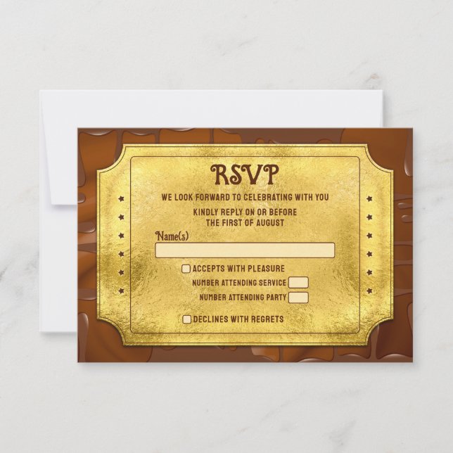 Chocolate Golden Ticket Bar Bat Mitzvah RSVP Card (Front)