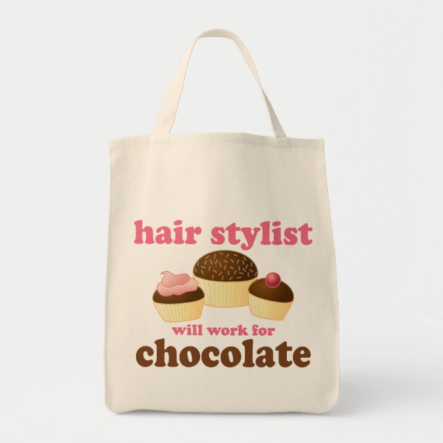 Chocolate Hair Stylist Occupation Gift Tote Bag (Front)