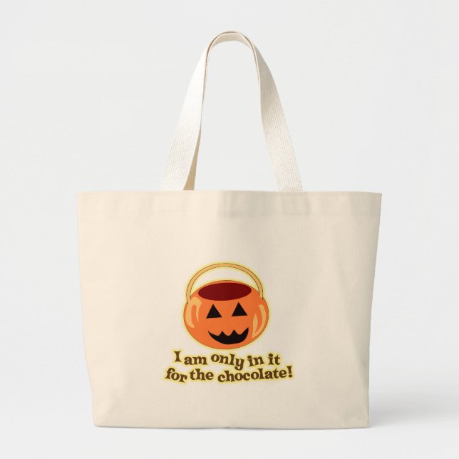 Chocolate Halloween Trick or Treaters Design Large Tote Bag (Front)