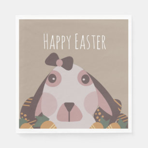 Chocolate Happy Easter Eggs Bunny Carrots Napkin