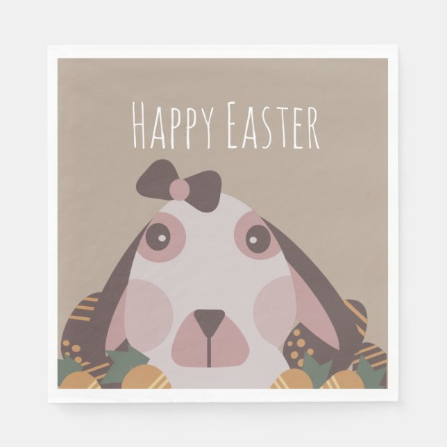 Chocolate Happy Easter Eggs Bunny Carrots Napkin (Front)
