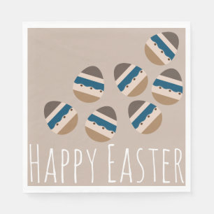 Chocolate Happy Easter Eggs Earth Tone Blue Brown Napkin