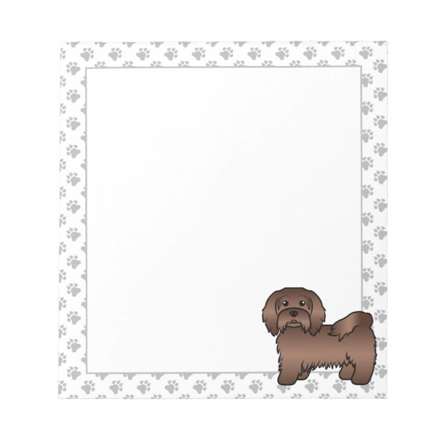 Chocolate Havanese Cute Cartoon Dog Illustration Notepad (Front)