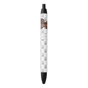 Chocolate Havanese Cute Cartoon Dog & Name Black Ink Pen