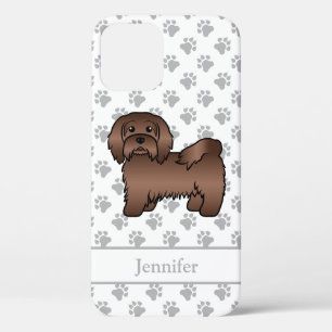 Chocolate Havanese Cute Cartoon Dog & Name iPhone 12 Case