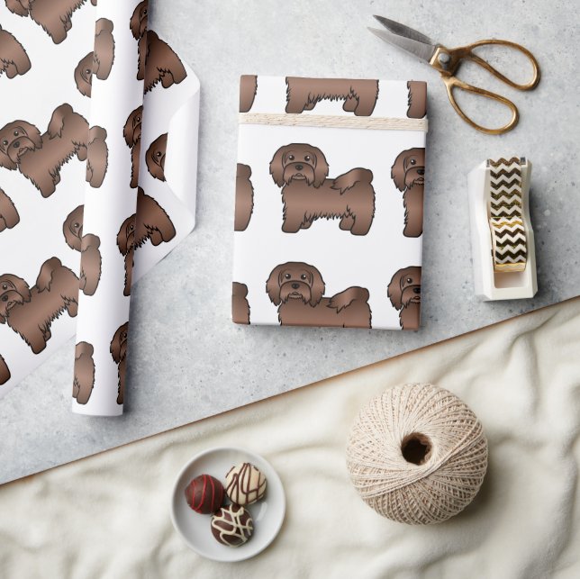 Chocolate Havanese Cute Cartoon Dog Pattern Wrapping Paper (Crafts)