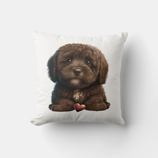 Chocolate Havanese Puppy Love Design By HavaHug  Cushion (Front)