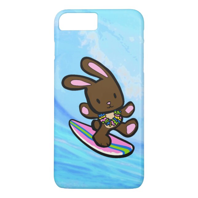 Chocolate Hawaiian Surfing Bunny Case-Mate iPhone Case (Back)