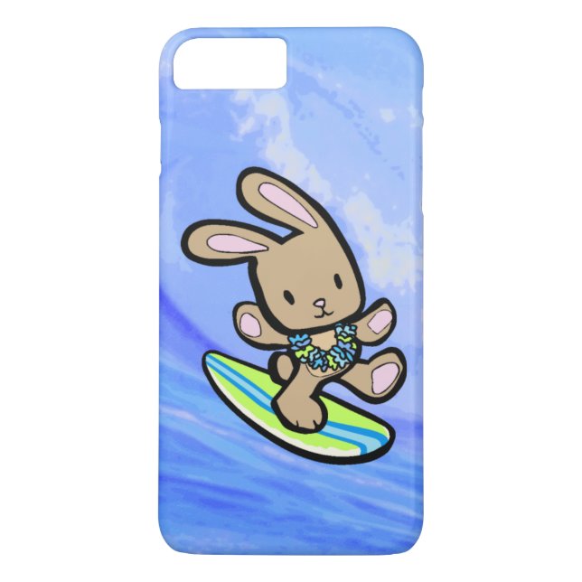 Chocolate Hawaiian Surfing Bunny Case-Mate iPhone Case (Back)
